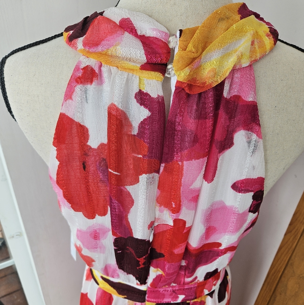 NWT Maggy London Criss-Cross Halter Tiered Maxi Dress, Size 10 - Picture 13 of 17